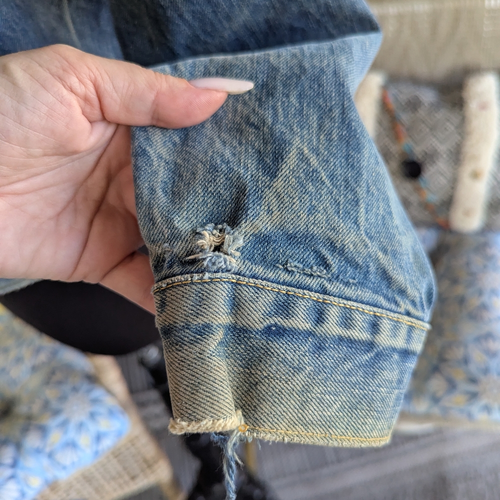 Vintage 80s Graffiti Trucker Jacket M? Blue Jean Jacket Punk Denim - Picture 6 of 16